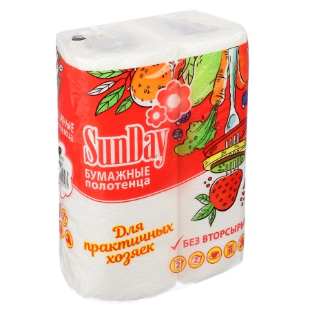 Полотенце бумажное 2-слойное 2 рулона "Sunday"