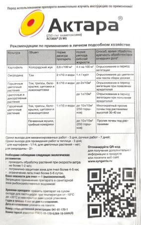 Актара (4г) супер ср-во от колорадского жука, тли, трипсов, белокрылки, щитовки, почвенных мушек