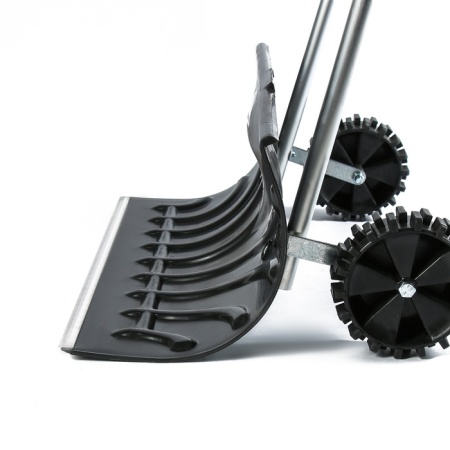 Движок для снега п/эт. черный, на колесах, алюм.планка, металл.П-обр.ручка 660х330мм 