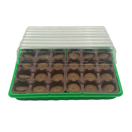 Мини-парник для рассады с торф.табл. с крышкой (24 таблетки d41мм, кассета и лоток полистирол)