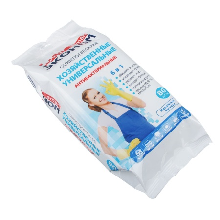 Салфетки влажные "Смарт Эконом" (универс.антибактериальные для уборки 6 в 1) уп.80шт.