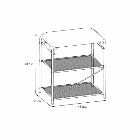 Подставка для обуви 3-полочная металл. с сиденьем "Гранада 13" 45х30х50см (черный)