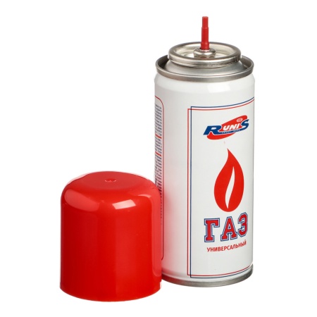 Газ для зажигалок и др.приборов "RUNIS" 140см3, 55г, баллон с насадками, всесезонный