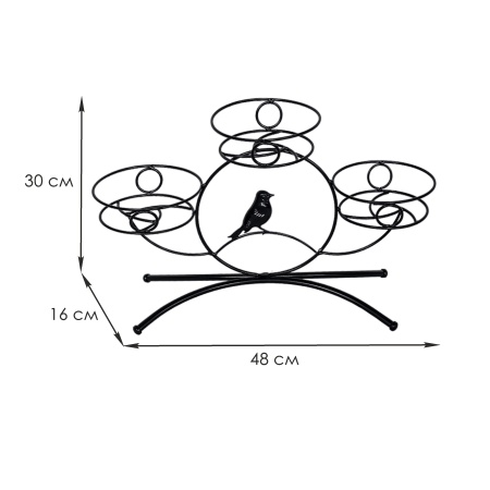 Подставка для цветов металл."Камелия 3" черная