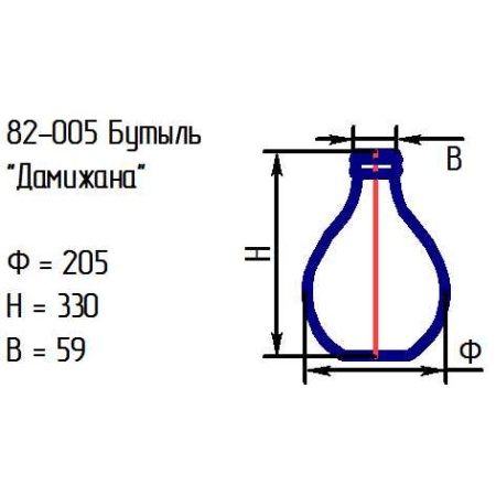 Бутыль стеклянная  5л "Дамижана" с крышкой 52мм
