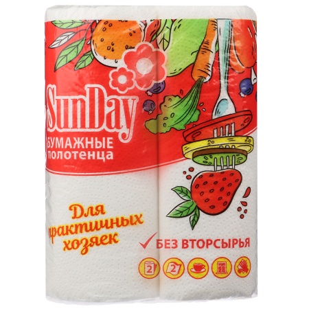 Полотенце бумажное 2-слойное 2 рулона "Sunday"