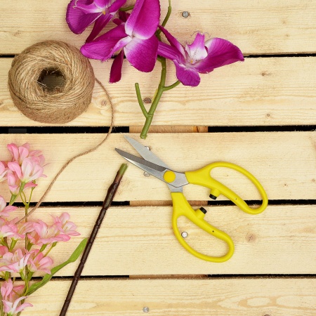 Ножницы садовые для обрезки цветов 190мм прямые лезвия, п/эт. ручки)