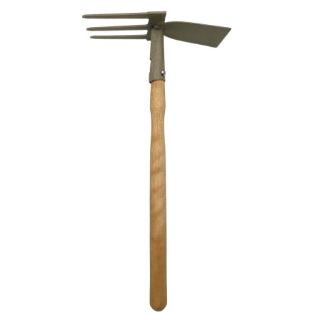 Мотыжка комбинир. (рыхл. 3 прямых зуба, лопатка, дерев. ручка)