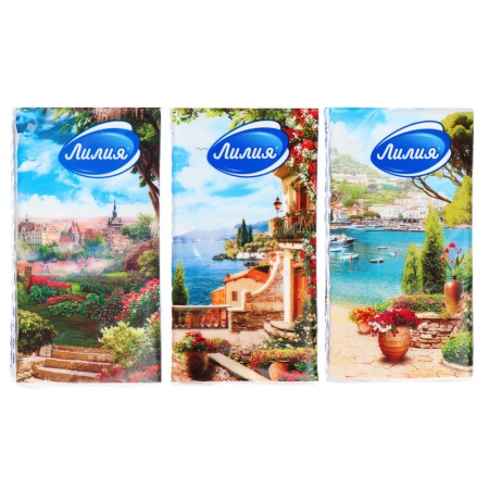 Платочки бумажные 2-слойные "Лилия" (уп.10шт.)