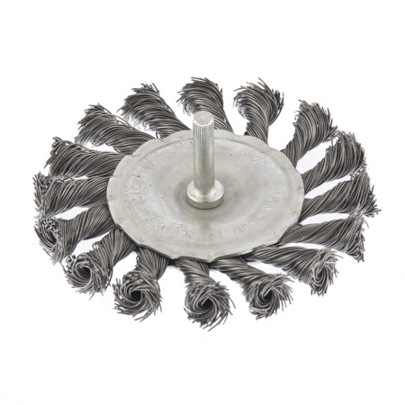 Щетка для дрели плоская со шпилькой d100мм (круч.проволока) "Сибртех"