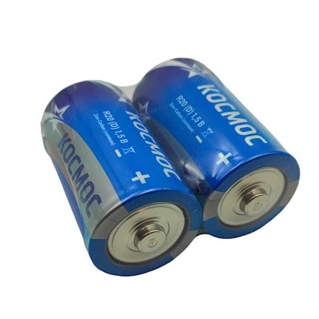 Элемент питания "Космос" солевой R20 (D) (уп.шринка 2шт.)