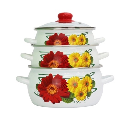 Набор кастрюль эмал. "Александра" (3л; 3,5л; 4,5л) (г.Череповец) (10С-316/4)