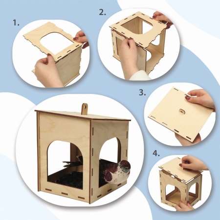 Кормушка для птиц "Домик малый" 15х14х17см (фанера)