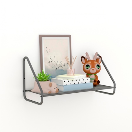 Полка настенная металл."Барселона 21" 65х24,5х30см (графит)