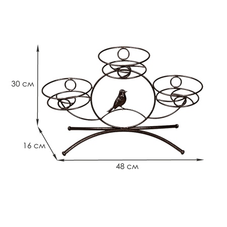 Подставка для цветов металл."Камелия 3" медный антик