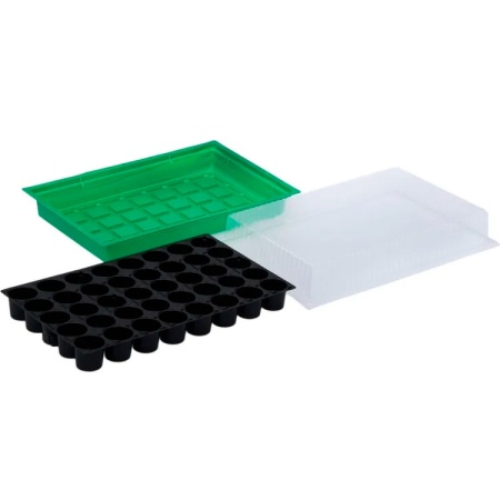 Мини-парник с крышкой 56,7х36х15,5см (кассета рассадная на 40яч., крышка, поддон) (полистирол) цветн
