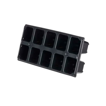 Мини-кассета для рассады 10яч. 25х14х5,6см с ручкой (полистирол) черная