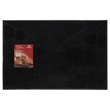 Коврик придверный резиновый 40х60см "Следы" "Vortex" (черный)