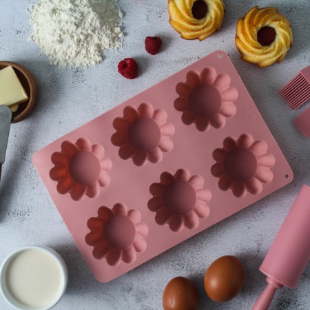 Форма для выпечки силиконовая "Кекс-мини" 6 ячеек (891-005)