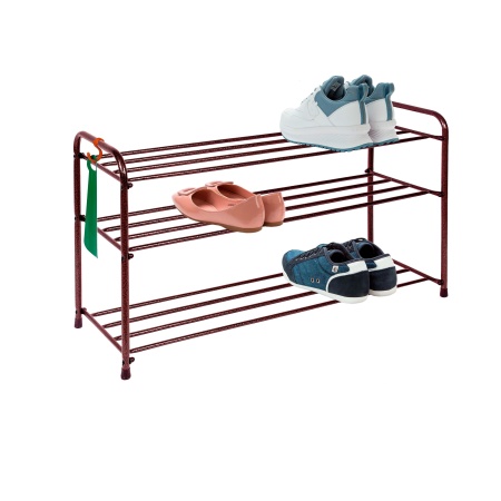 Подставка для обуви 3-полочная металл."Альфа 33" 87х30х48см медный антик/коричневый