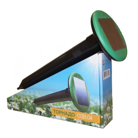 Отпугиватель кротов и др.земл.вредит. вибросейсмич."Торнадо ОЗВ.04" до 2000м2 (от батареек+солнеч.)