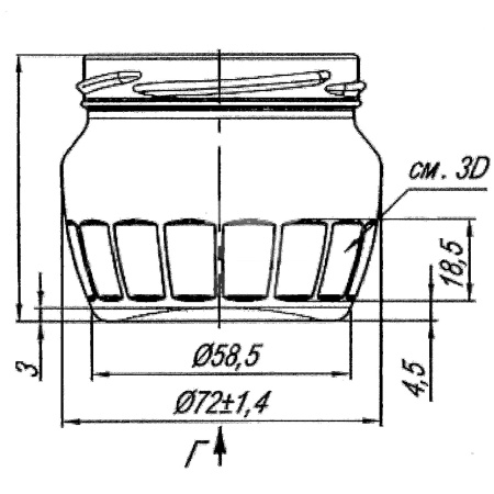 Банка стеклянная (под твист-офф 66мм) 0.13л граненая