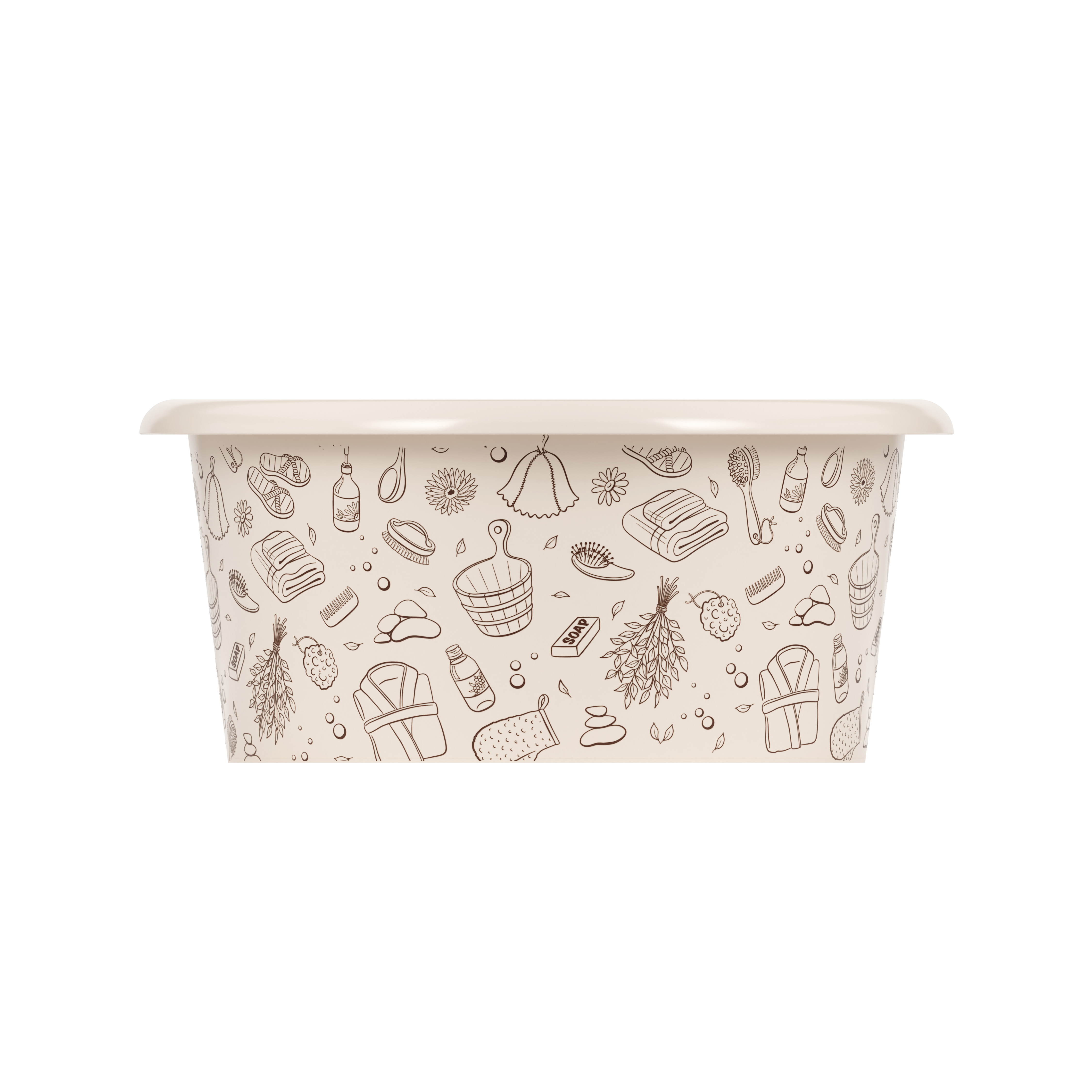 Таз п/эт. 10л круглый "Русская банька" (с рис.)